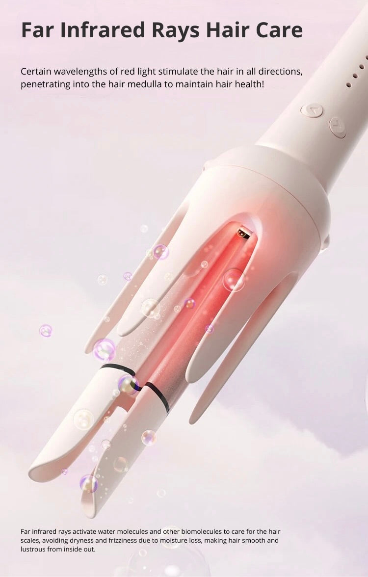 Hair care device with red light on a white background